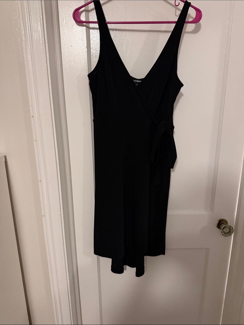 Express black faux wrap mini dress